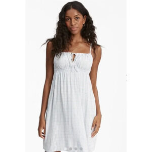 New Billabong Feelin Blue Plaid Mini Slip Dress Boho Women’s Size Small